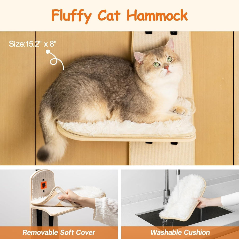 Space-Saving Door Cat Climber & Lounge 🐱 | 4-Level Wall Shelf with Plush Mats 🏠