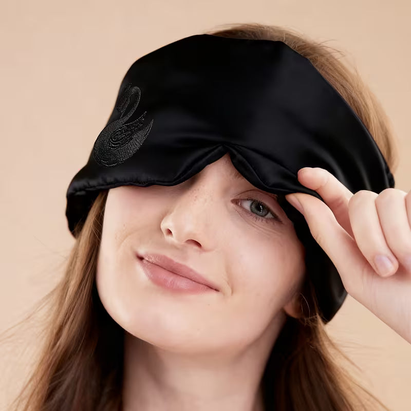 100% Mulberry Silk Ultra-Soft Luxury 22mm 6A Grade Silk Blackout Eye Mask - Full Eye and Ear Coverage
