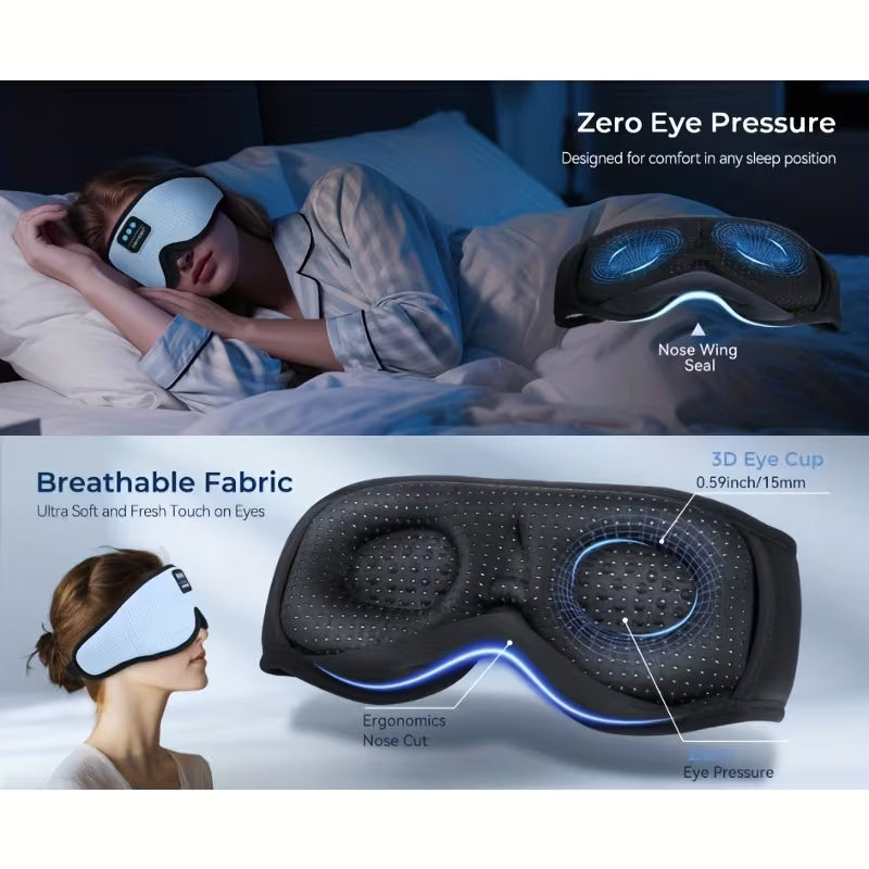 3D Music Sleep Mask | White Noise Sleep Headphones with 16 White Noise Options